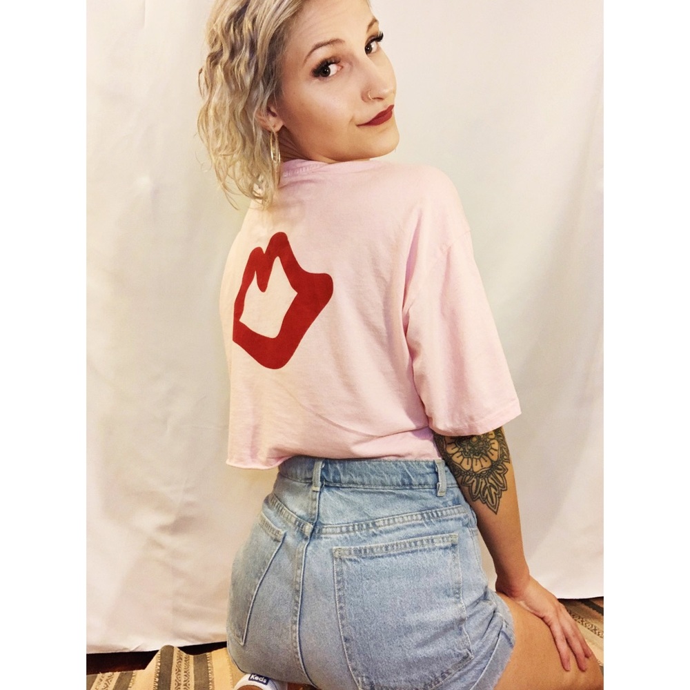 Topshop Crop Tie Front Tee